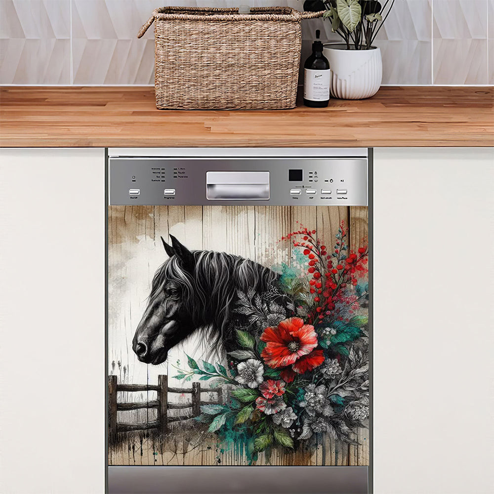 Beautiful Black Horse Dishwasher Magnetic