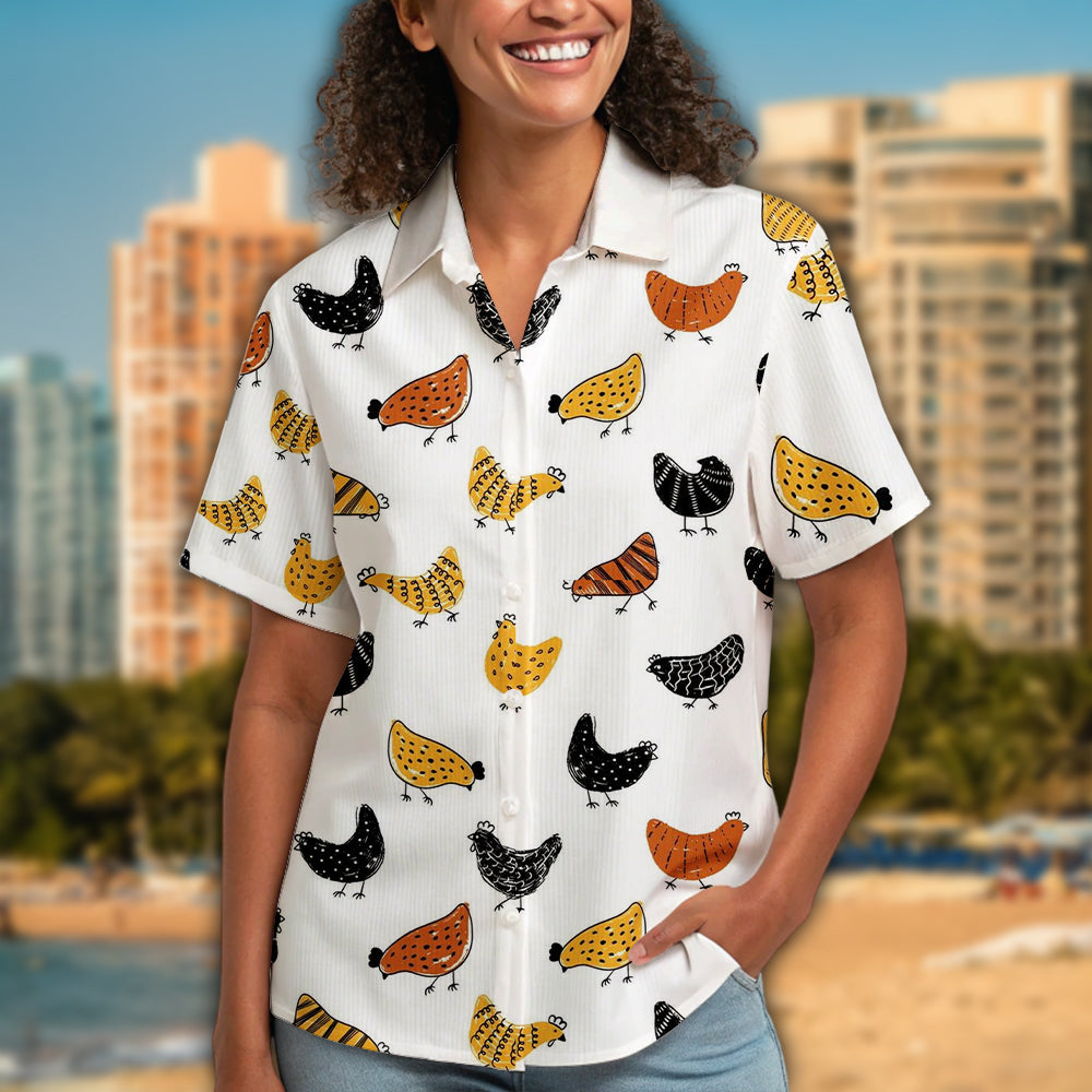 Funny Chicken Print Hawaiian Shirt – Farm Life Style for Animal Lovers