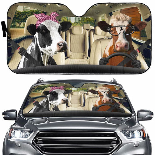 Funny Cow Car Windshield Sun Shade,Cattle Auto Front Window
