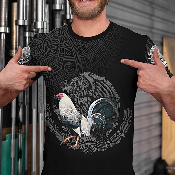 Rooster T-shirt for Men Funny Chicken 3D Printed Vintage Crew Neck Short Sleeve Shirts