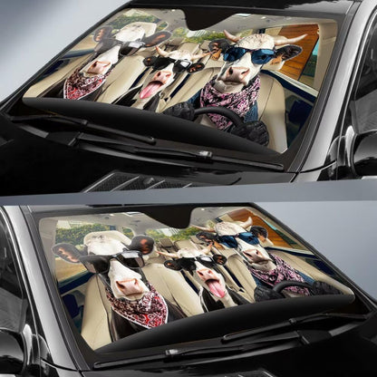Funny Cow Family Driving Car Windshield Sun Shade Front Window