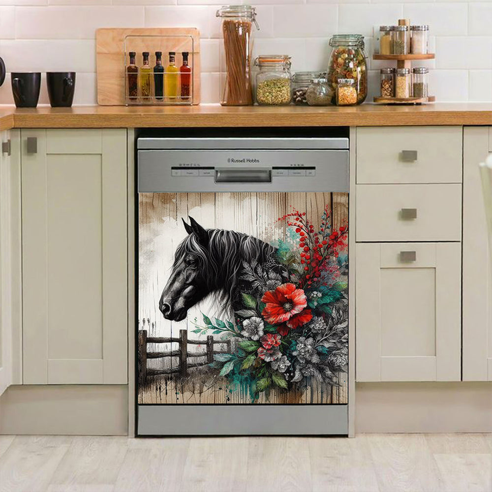 Beautiful Black Horse Dishwasher Magnetic