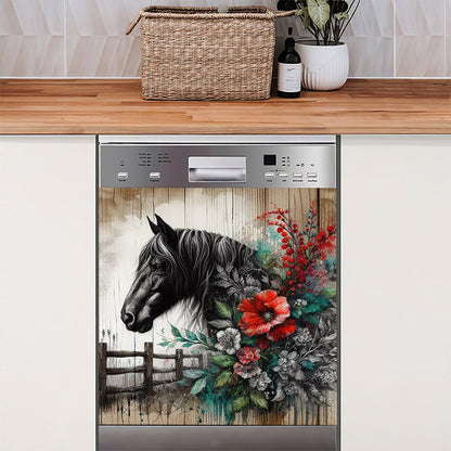 Beautiful Black Horse Dishwasher Magnetic