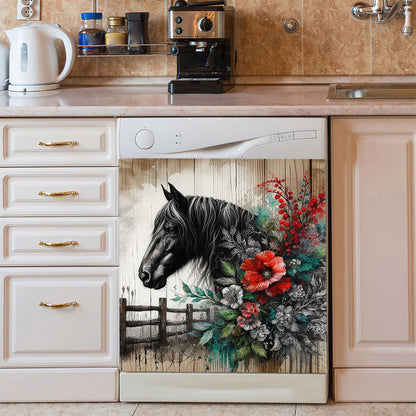 Beautiful Black Horse Dishwasher Magnetic