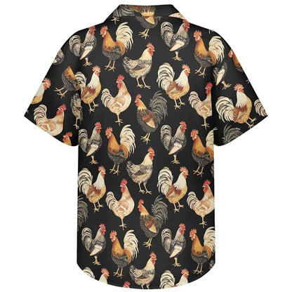 Hawaiian Farm Chicken Print Shirt - Perfect for Casual Summer Days
