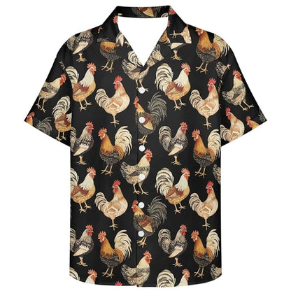 Hawaiian Farm Chicken Print Shirt - Perfect for Casual Summer Days