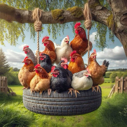 Farmhouse Chicken Dishwasher Cover – Funny Hen Tire Swing Magnet for Kitchen Decor